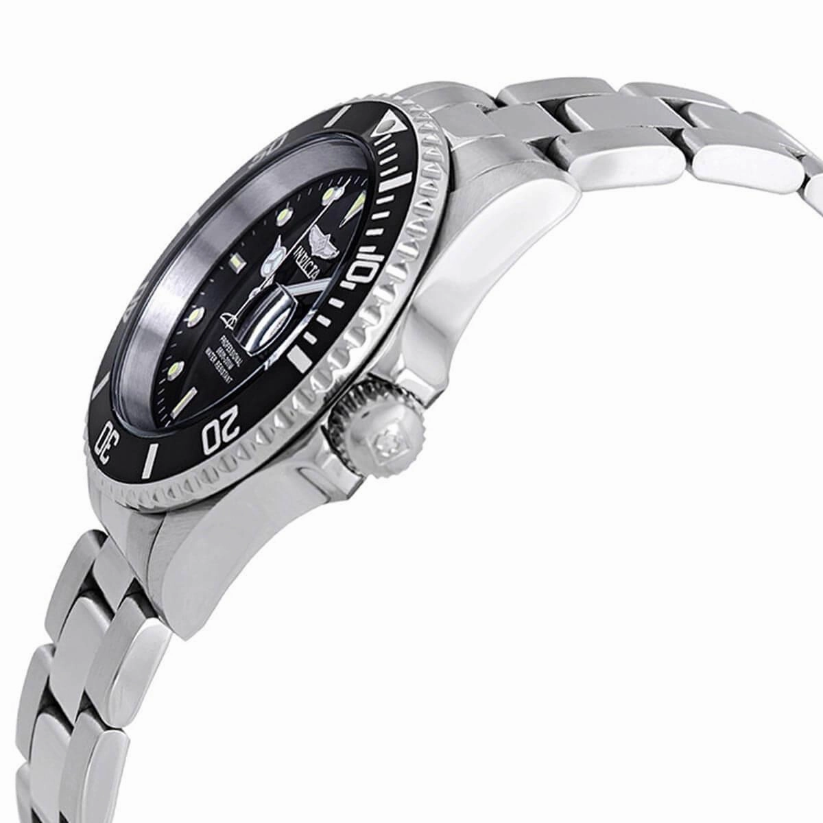 Invicta Men's Quartz Watch - Pro Diver Black Dial Stainless Steel Bracelet | 26970