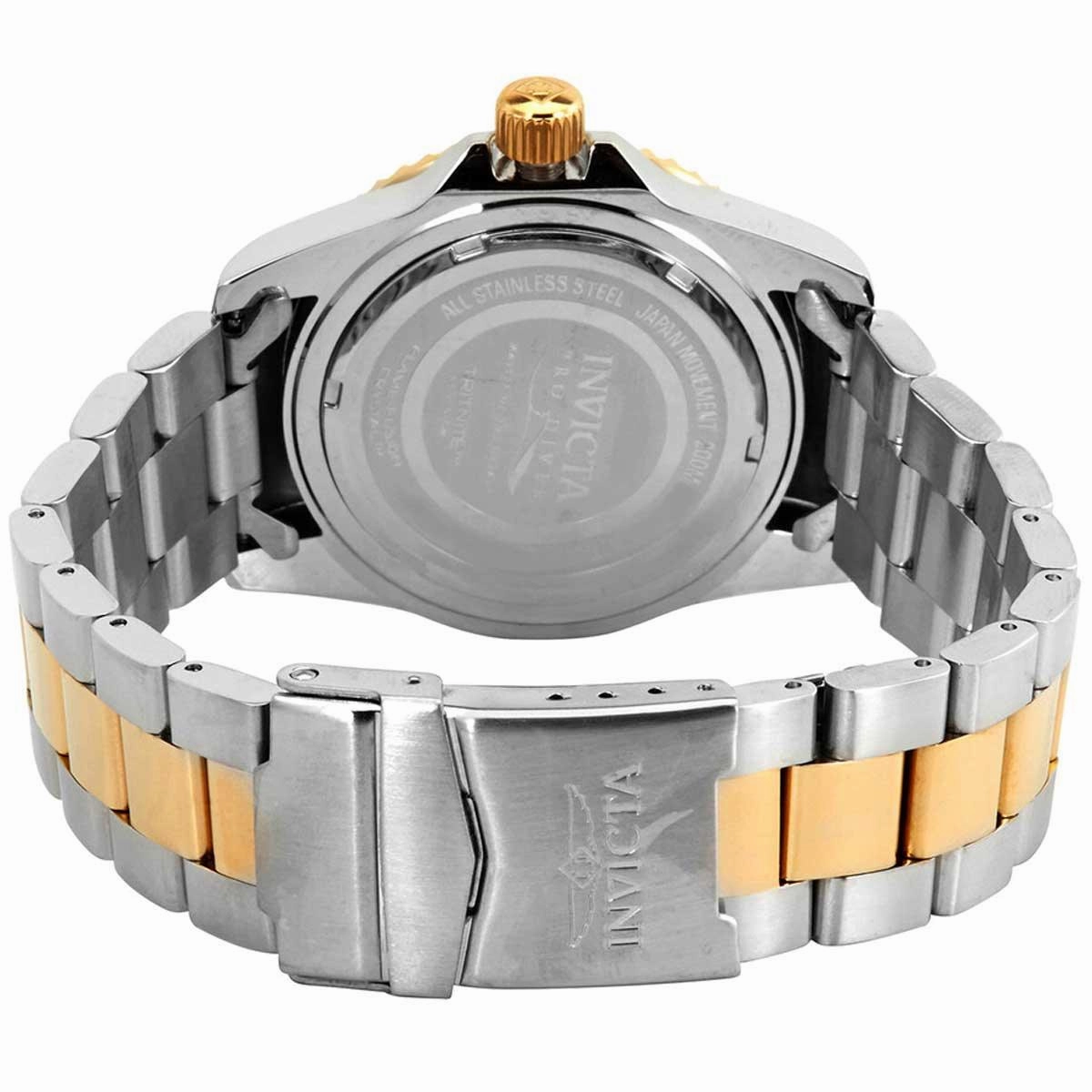 Invicta Men's Quartz Watch - Pro Diver Black Dial Two Tone Steel Bracelet | 33269