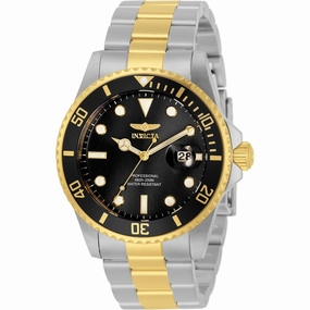 Invicta Men's Quartz Watch - Pro Diver Black Dial Two Tone Steel Bracelet | 33269