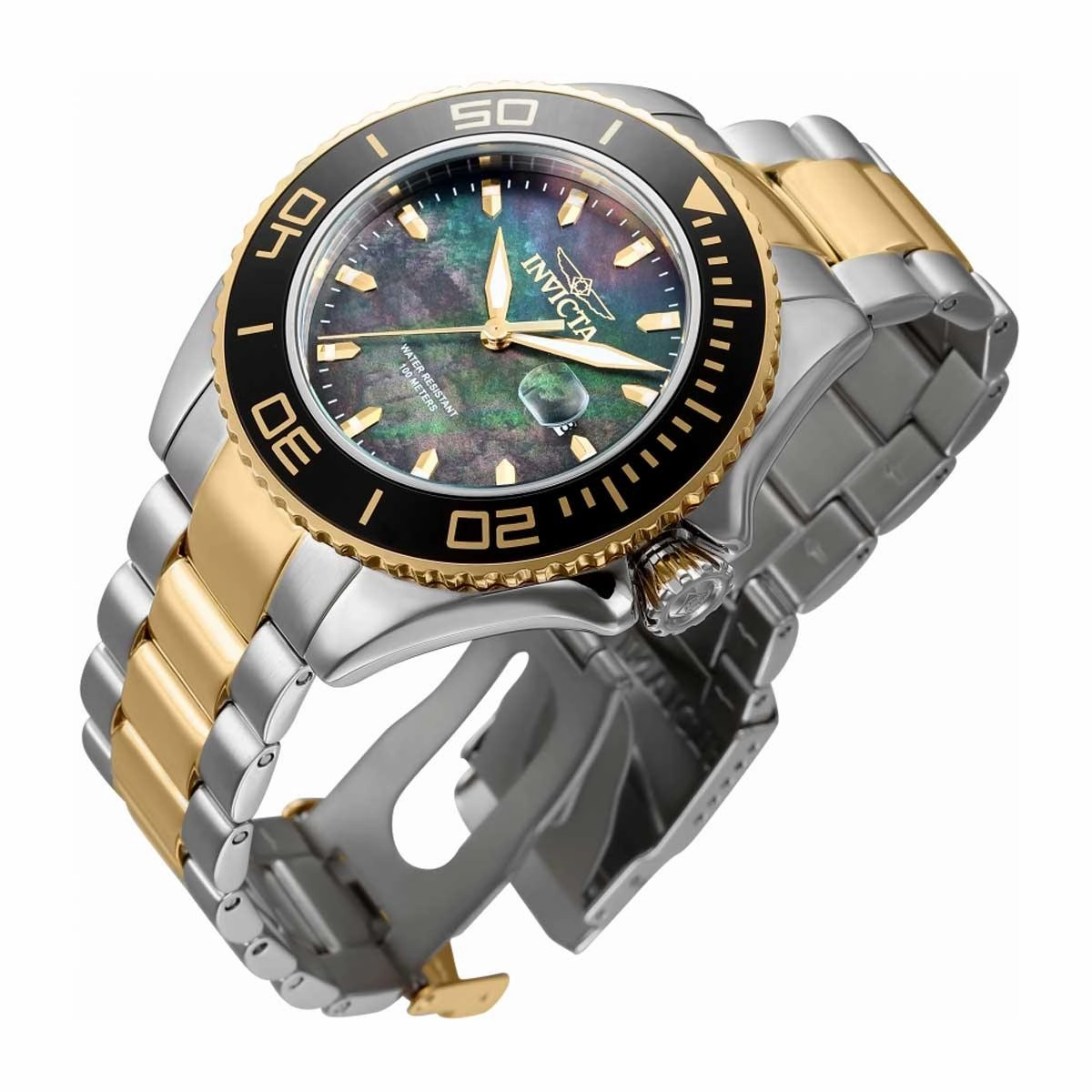 Invicta Men's Quartz Watch - Pro Diver Black MOP Dial Two Tone Steel Bracelet | 37432