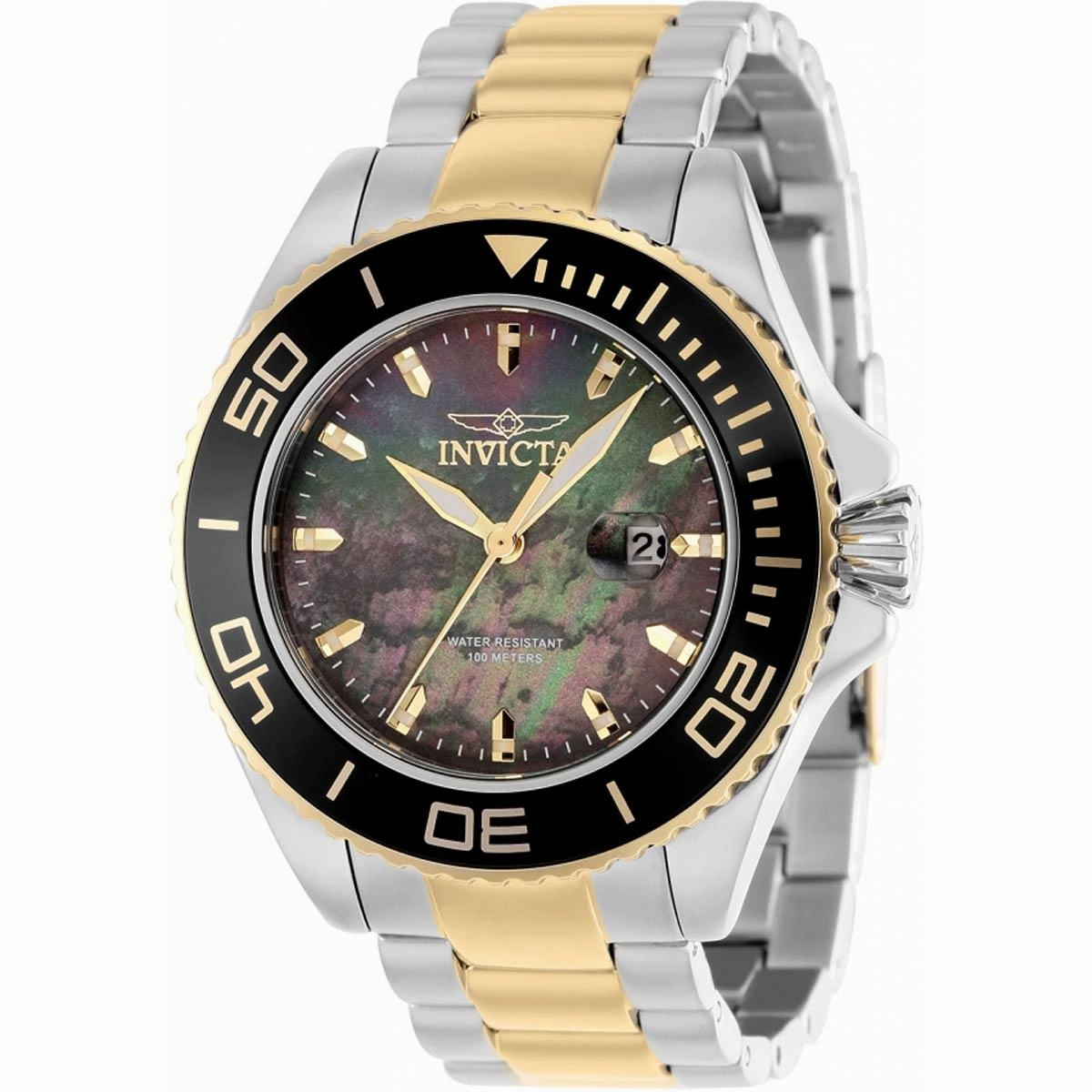 Invicta Men's Quartz Watch - Pro Diver Black MOP Dial Two Tone Steel Bracelet | 37432