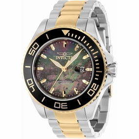 Invicta Men's Quartz Watch - Pro Diver Black MOP Dial Two Tone Steel Bracelet | 37432