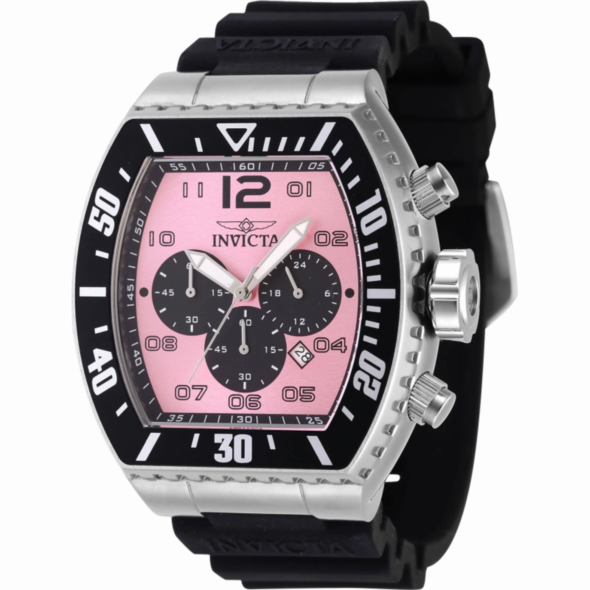 Invicta Men's Quartz Watch - Pro Diver Chronograph Pink, Black Dial Strap | 47286
