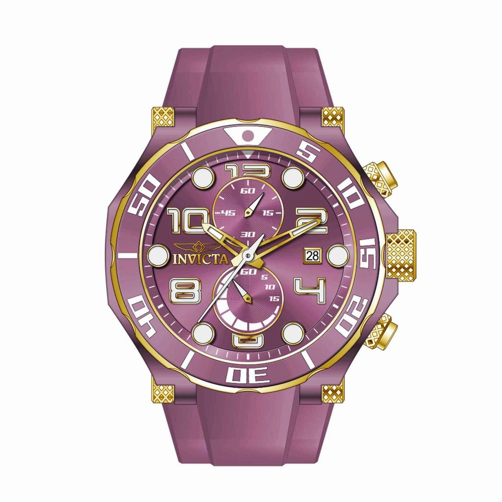 Invicta Men's Quartz Watch - Pro Diver Chronograph Purple Dial Rubber Strap | 40656