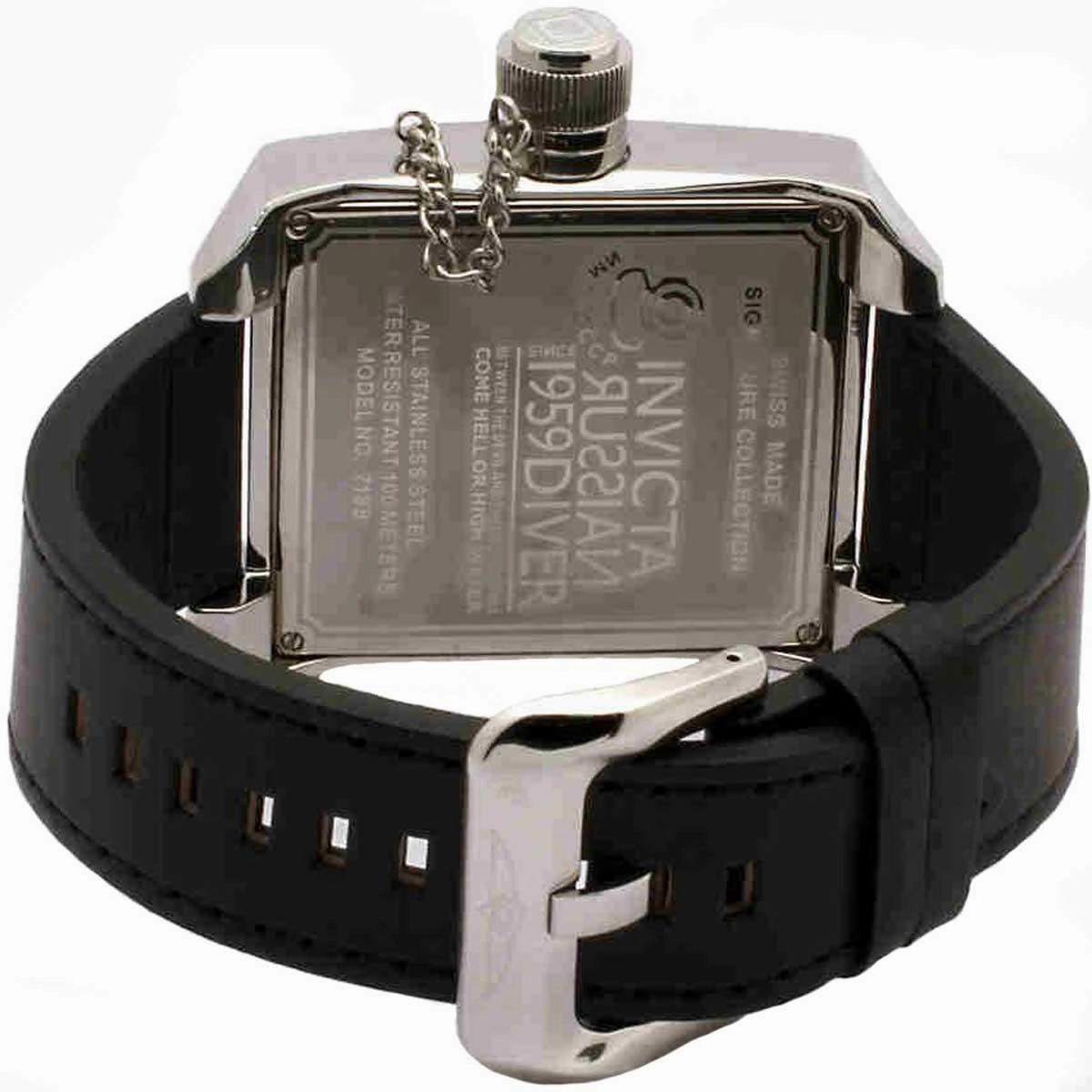 Invicta Men's Quartz Watch - Russian Diver Blue Dial Black Leather Strap | 7188