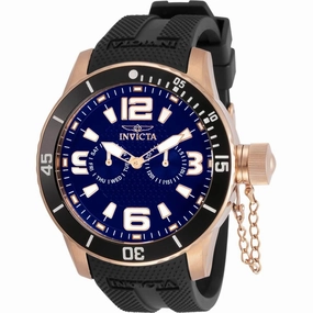 Invicta Men's Quartz Watch - Specialty Day-Date Rose Gold Case Black Strap | 30701
