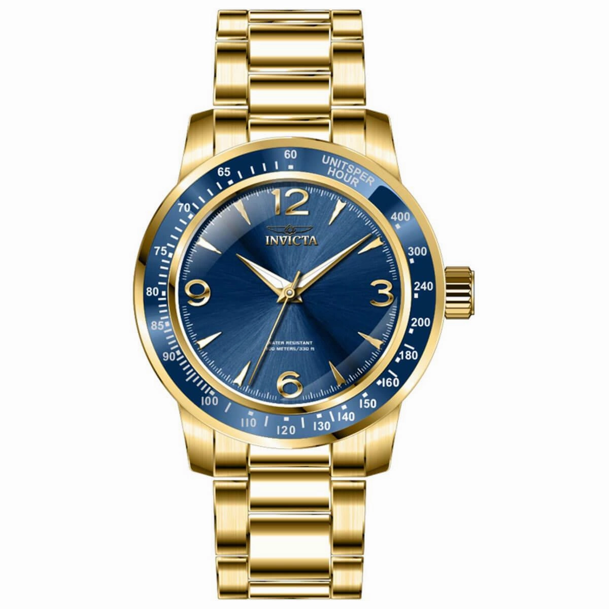 Invicta Men's Quartz Watch - Specialty Yellow Gold Case Blue Dial Bracelet | 38529