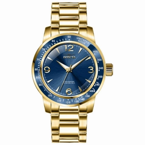 Invicta Men's Quartz Watch - Specialty Yellow Gold Case Blue Dial Bracelet | 38529