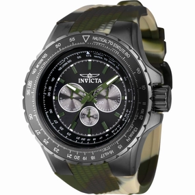 Invicta Men's Watch - Aviator Quartz Chrono Gunmetal and Green Dial Strap | 39307
