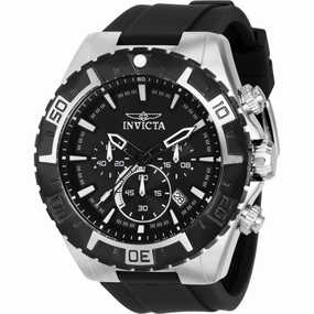 Invicta Men's Watch - Aviator Quartz Chronograph Black Dial Silicone Strap | 37630
