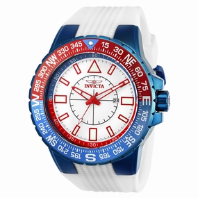 Invicta Men's Watch - Aviator Quartz Compass Date Display White Rubber Strap | 23997
