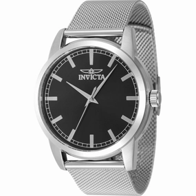 Invicta Men's Watch - Celestial Quartz Black Dial Silver Tone Mesh Bracelet | 48504