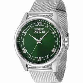 Invicta Men's Watch - Celestial Quartz Green Dial Silver Tone Mesh Bracelet | 48482