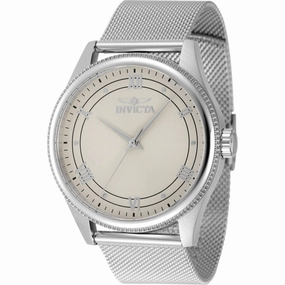 Invicta Men's Watch - Celestial Quartz Ivory Dial Silver Tone Mesh Bracelet | 48480