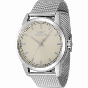 Invicta Men's Watch - Celestial Quartz Ivory Dial Silver Tone Mesh Bracelet | 48505