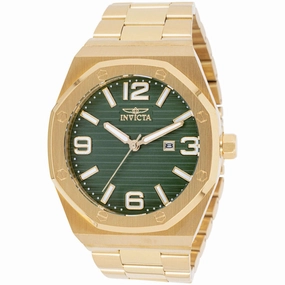 Invicta Men's Watch - Huracan Quartz Green Dial Yellow Gold Bracelet | 45784