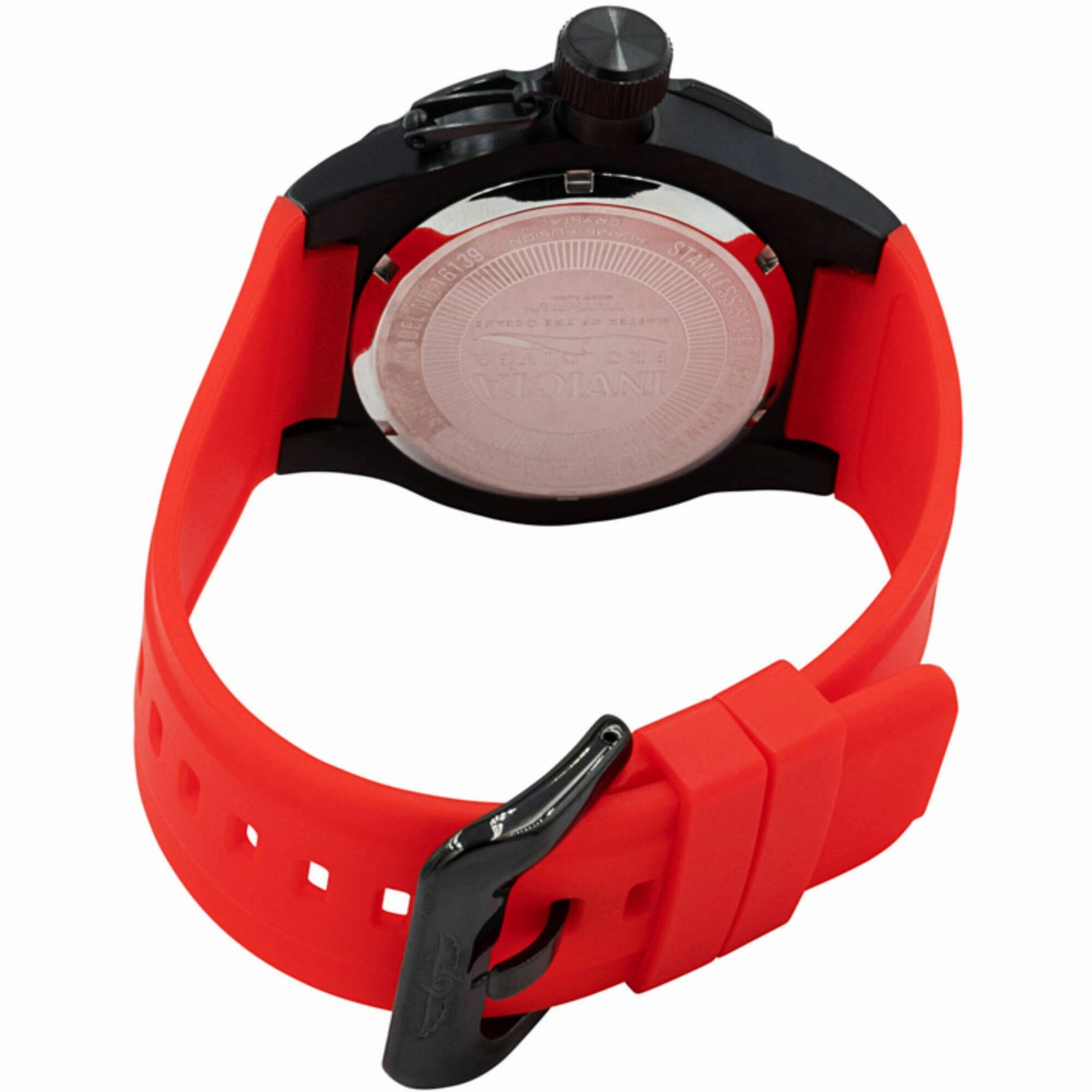 Invicta Men's Watch - Pro Diver Quartz Black Dial Red Silicone Rubber Strap | 16139