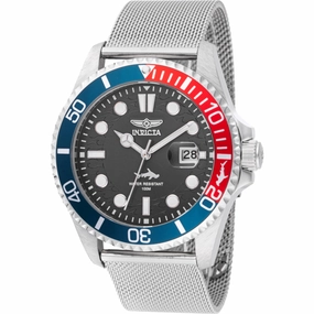 Invicta Men's Watch - Pro Diver Quartz Black Dial Silver Mesh Bracelet Date | 47176