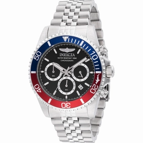 Invicta Men's Watch - Pro Diver Quartz Chrono Black Dial Silver Tone Bracelet | 48117