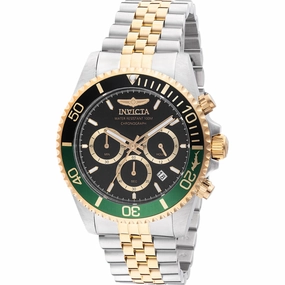 Invicta Men's Watch - Pro Diver Quartz Chronograph Black Dial Steel Bracelet | 48116