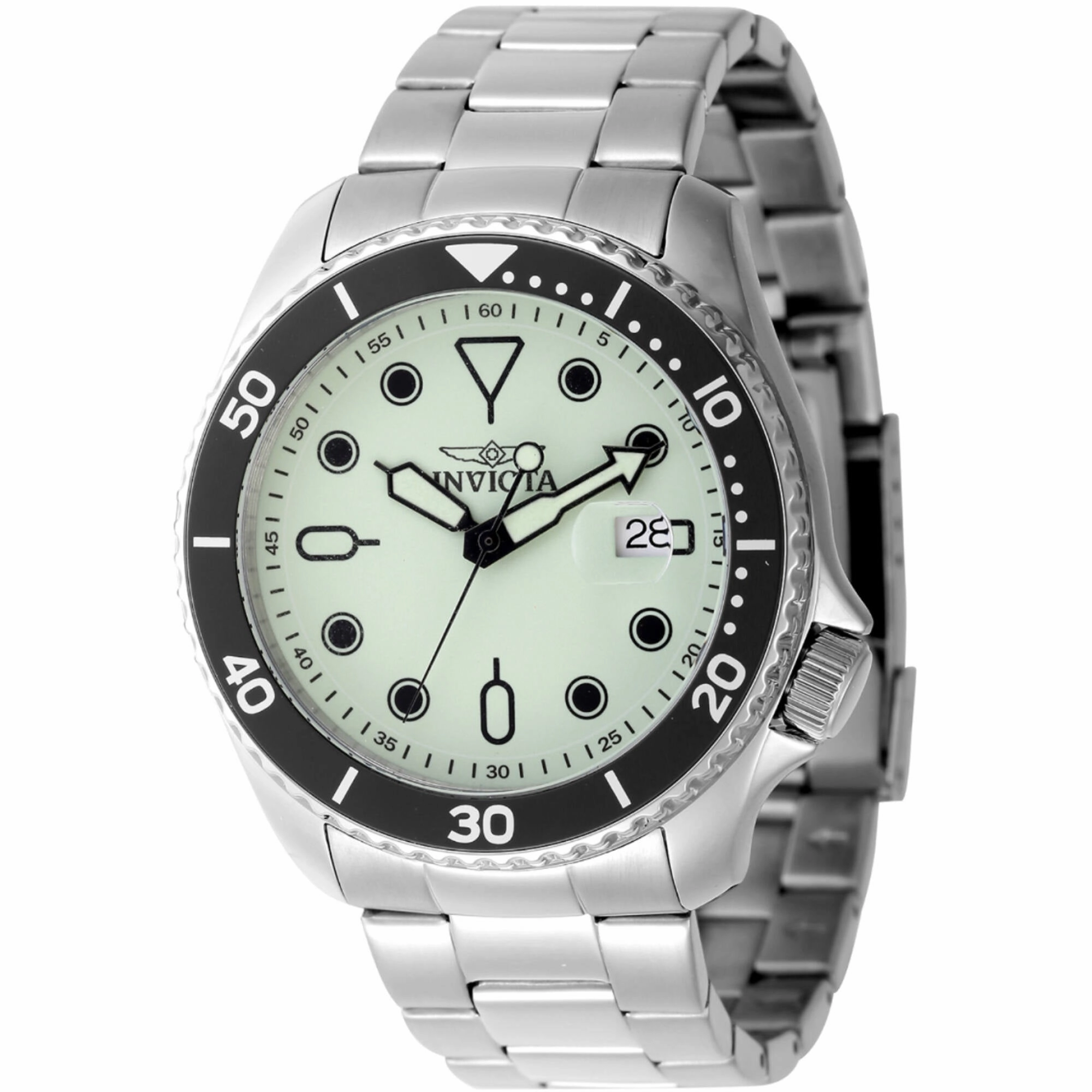 Invicta Men's Watch - Pro Diver Quartz Luminous Green Dial Steel Bracelet | 47305