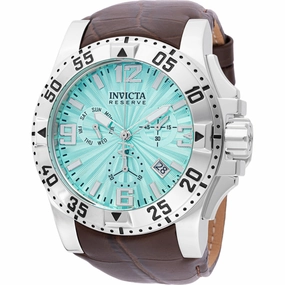 Invicta Men's Watch - Reserve Chronograph Turquoise Dial Leather Strap Date | 47712