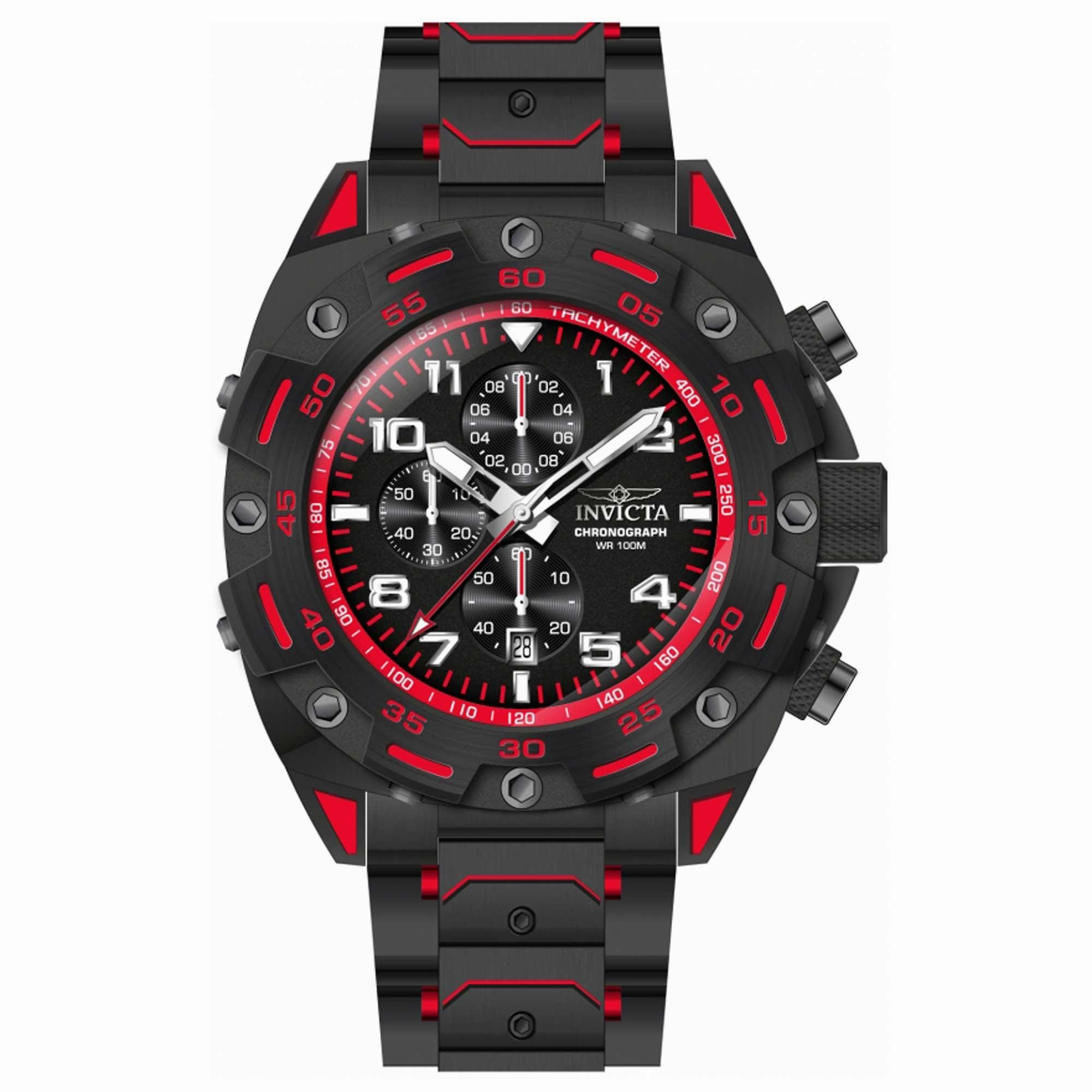 Invicta Men's Watch - Sea Monster Chronograph Black and Red Dial Bracelet | 37667