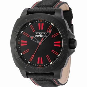 Invicta Men's Watch - Speedway Quartz Black Brass Dial Nylon and Leather Strap | 46309