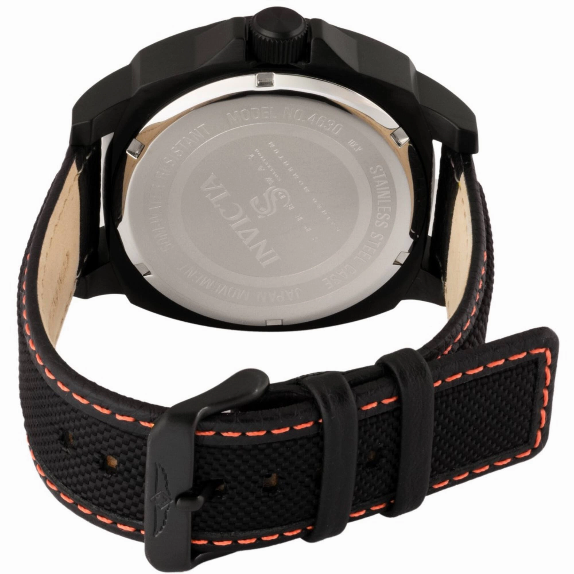 Invicta Men's Watch - Speedway Quartz Black Brass Dial Nylon and Leather Strap | 46309
