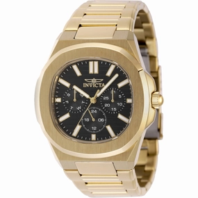 Invicta Men's Watch - Speedway Quartz Day-Date Black Dial Yellow Gold Bracelet | 48521