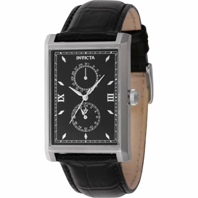 Invicta Men's Watch - Vintage Quartz Black Dial Genuine Leather Strap Date | 46857