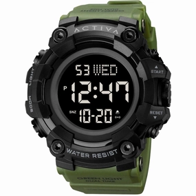Invicta Men's Watch Activa Dual Time Army Green Strap Digital Alarm ACW1968-002