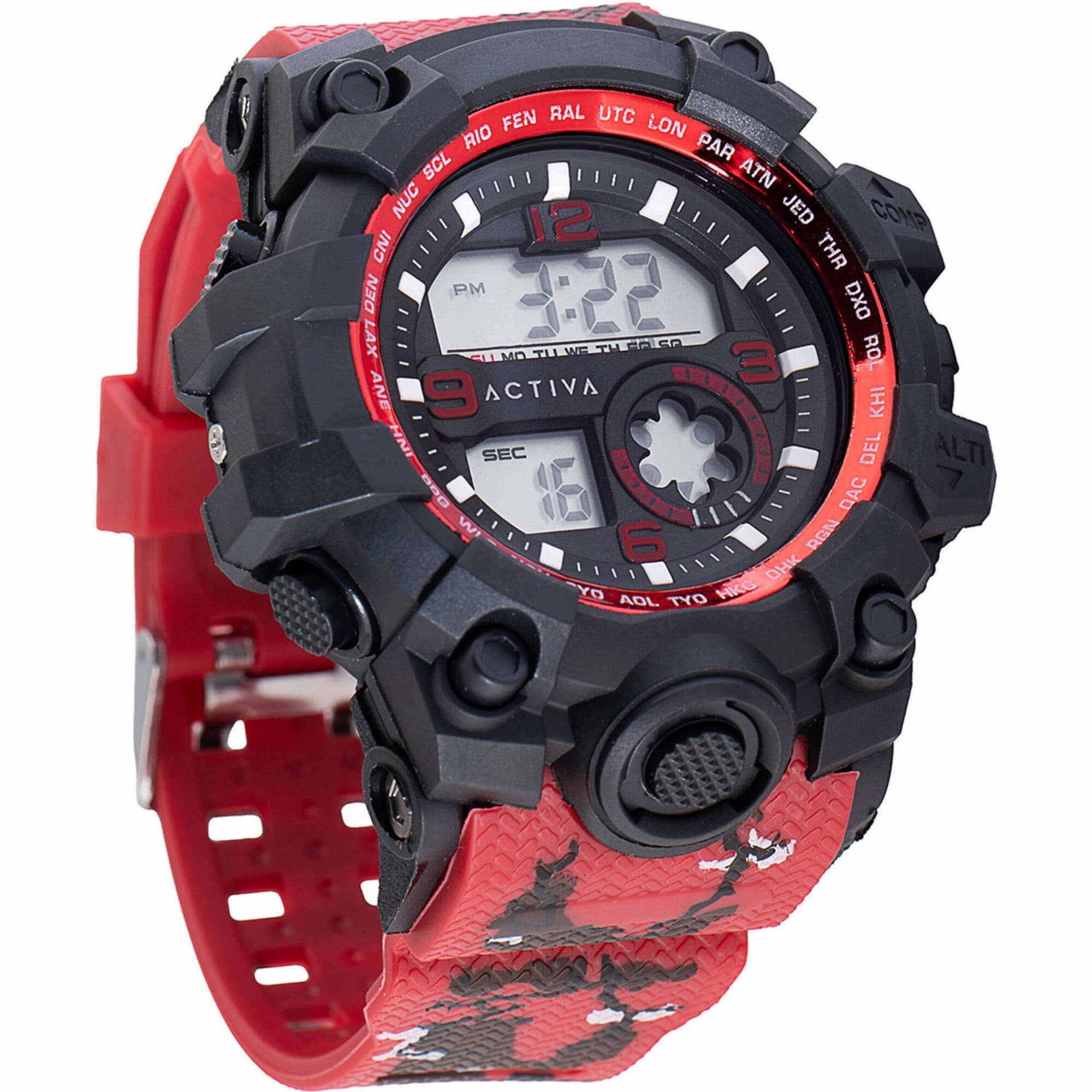 Invicta Unisex Digital Watch - Activa Cold Light Red Silicone Strap Alarm | ACW435-001
