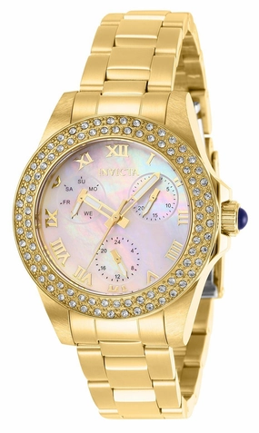 Invicta Women's Bracelet Watch - Angel White Mop Dial Yellow Gold Steel | 28481