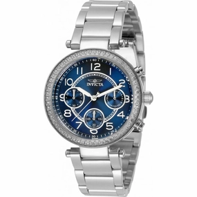Invicta Women's Chrono Watch - Angel Blue Dial Stainless Steel Bracelet | 30968