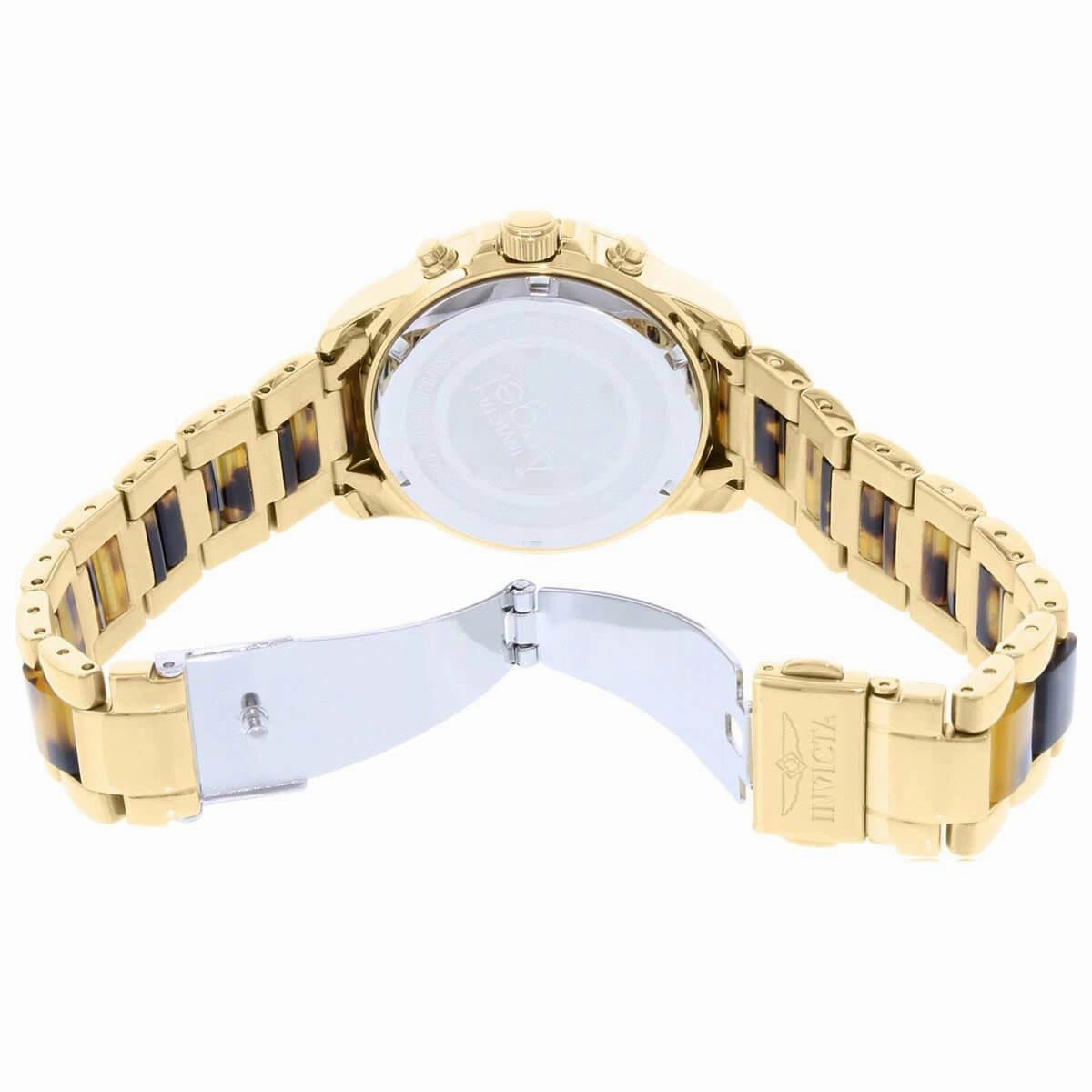 Invicta Women's Chrono Watch - Angel Two Tone Yellow Gold and Brown Bracelet | 20509