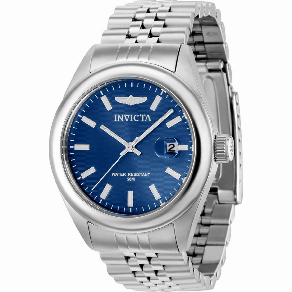 Invicta Women's Quartz Watch - Aviator Blue Dial SS Bracelet Date Display | 38421