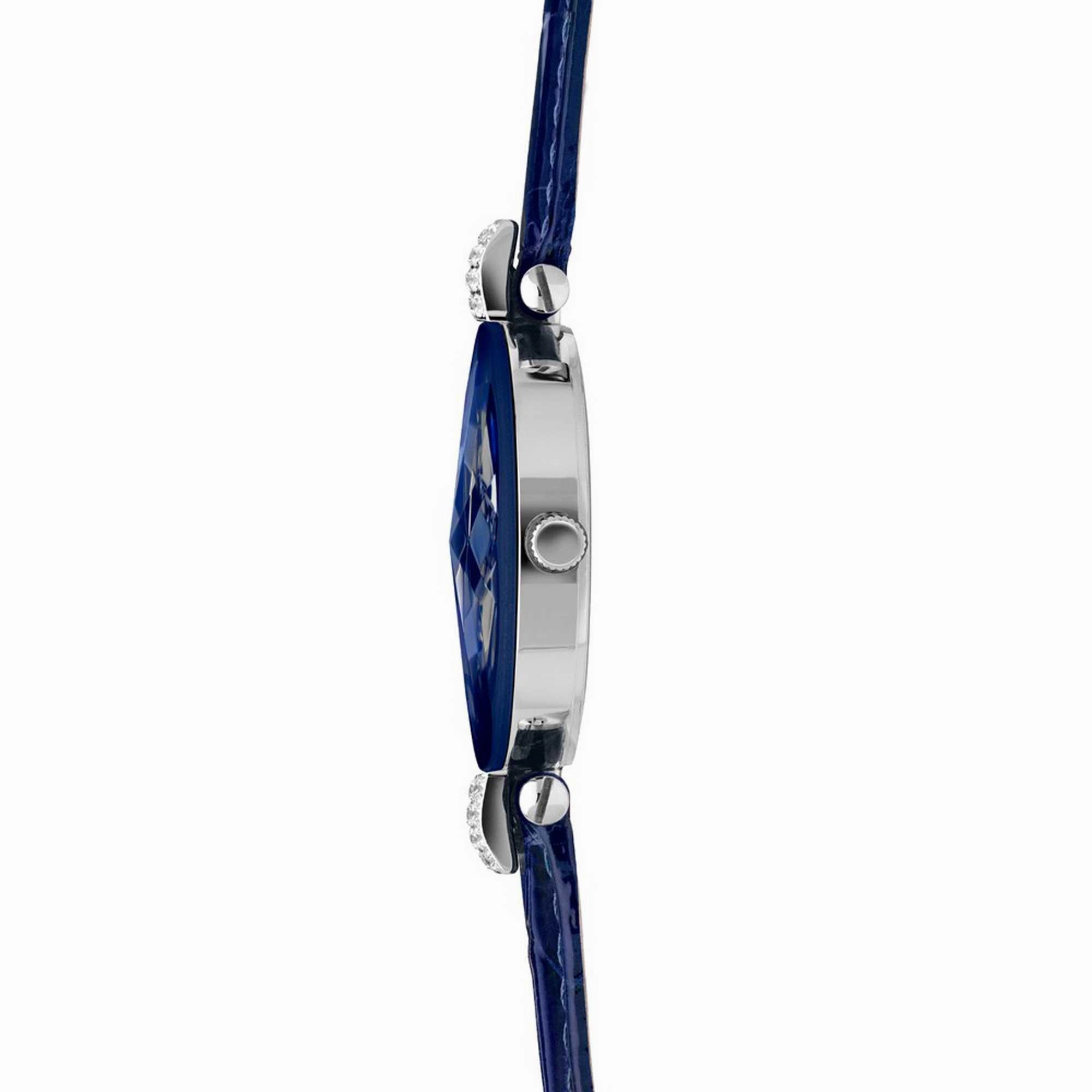 Jowissa Women's Watch - Facet Strass Rhinestones Blue Dial Leather Strap | J5.622.M