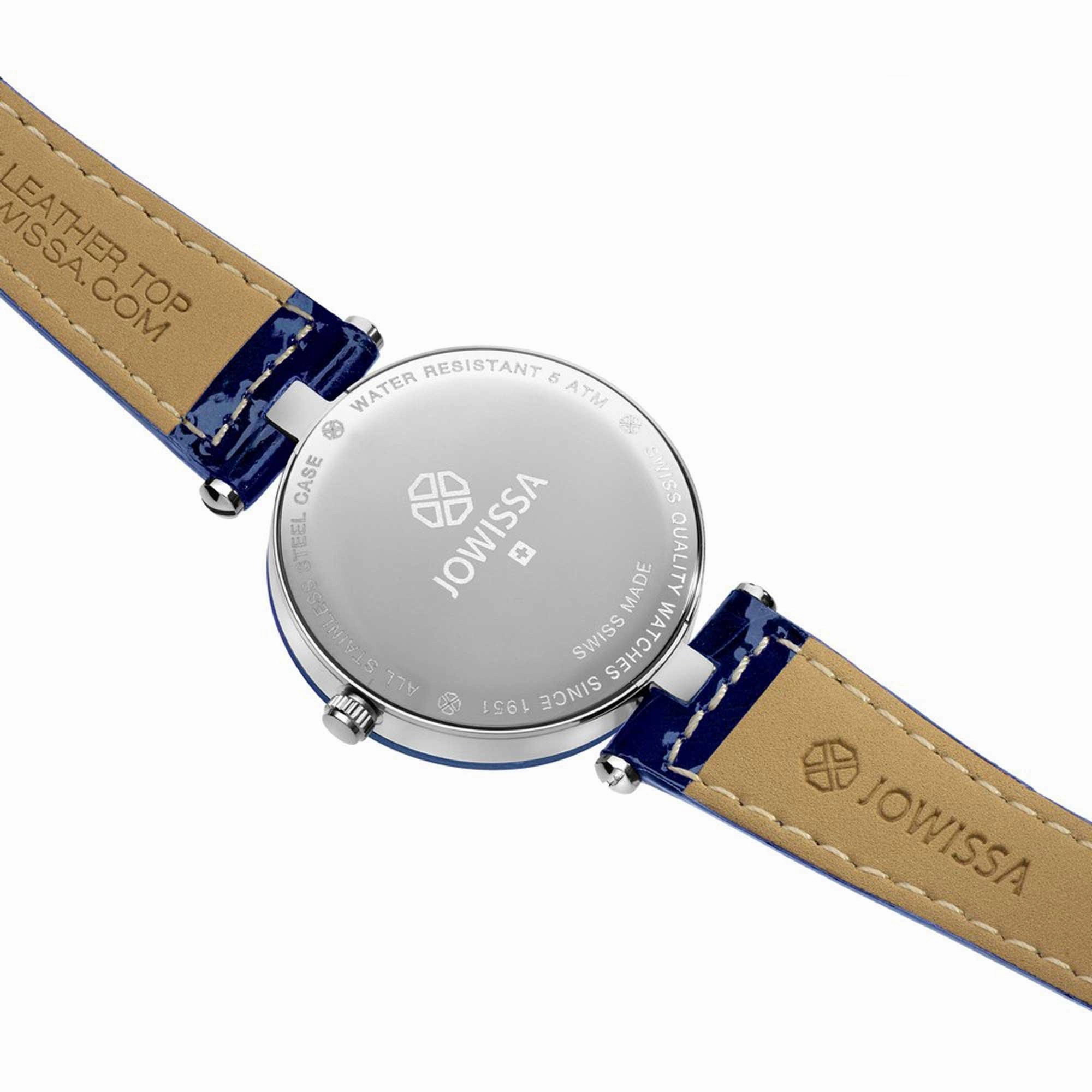 Jowissa Women's Watch - Facet Strass Rhinestones Blue Dial Leather Strap | J5.622.M