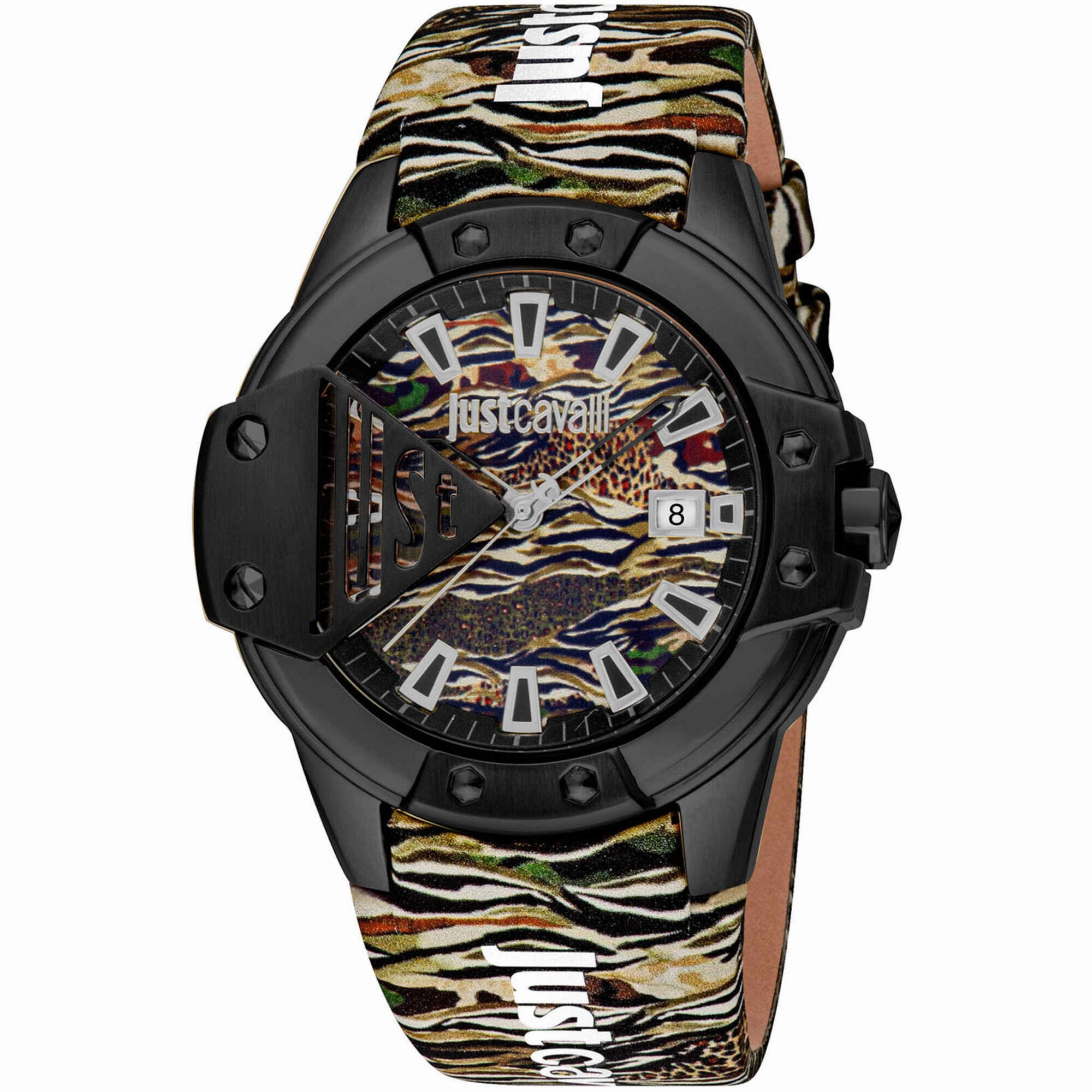 Just Cavalli Women's Watch - Scudo Quartz Multicolor Leather Strap | JC1G260L0065
