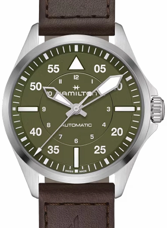 Khaki Aviation Pilot Auto 39mm Army Green Ref. H76305560