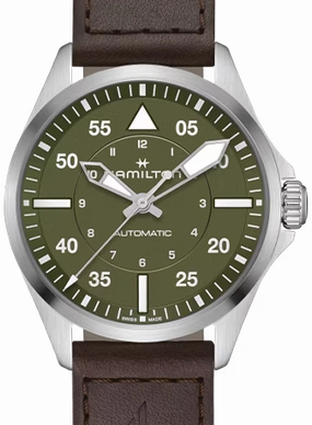 Khaki Aviation Pilot Auto 39mm Army Green Ref. H76305560
