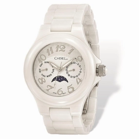 Ladies Chisel White Ceramic White Dial Watch