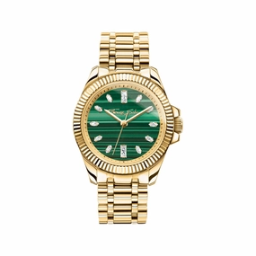 Ladies Green Malachite Divine Watch in Gold