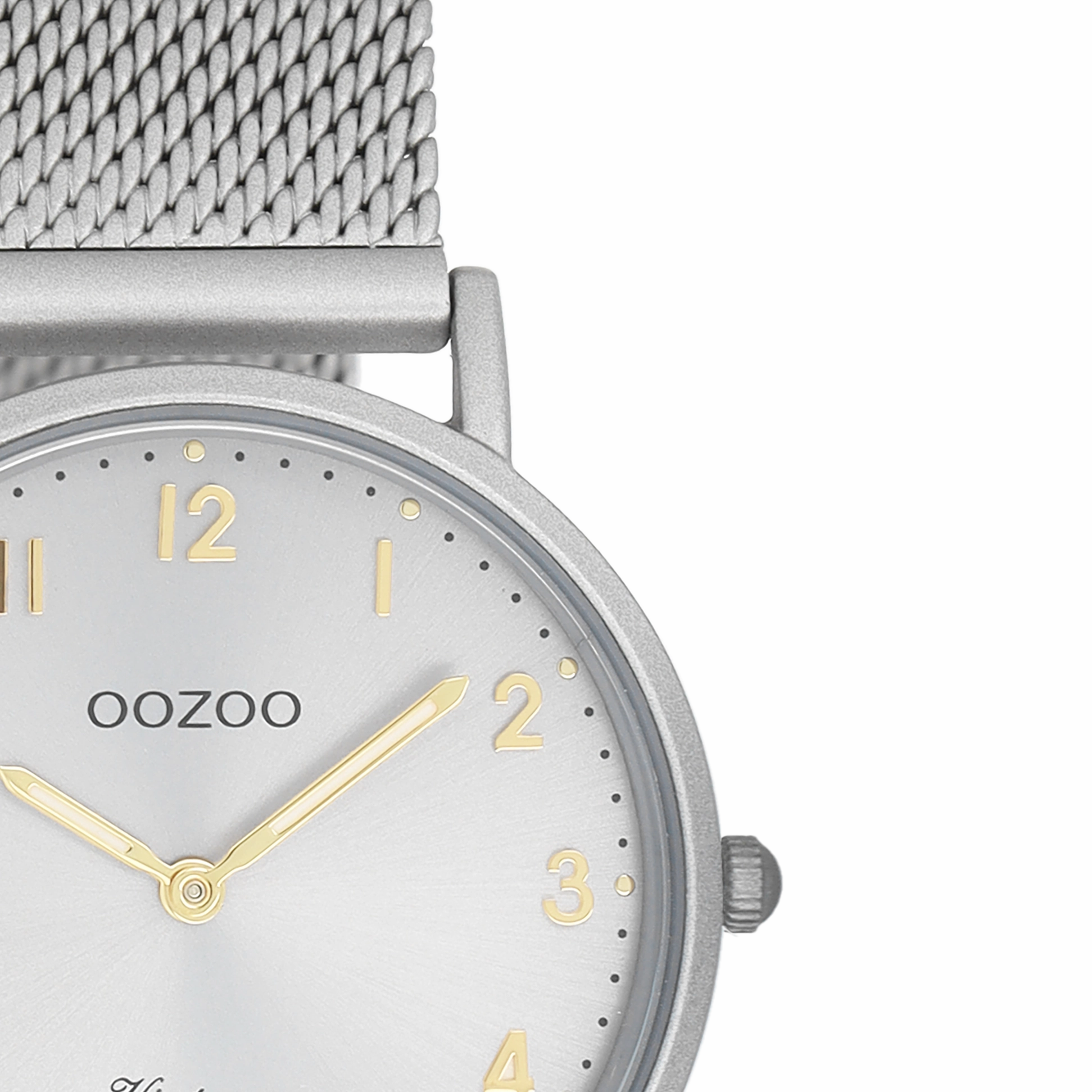 Light grey OOZOO watch with metal mesh bracelet - C20381