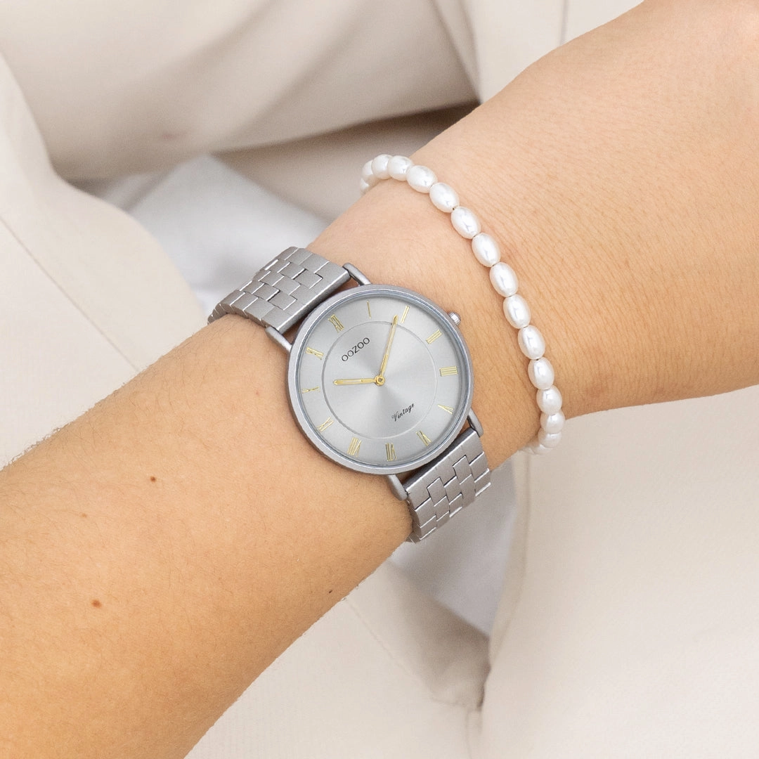 Light grey OOZOO watch with stainless steel bracelet - C20367