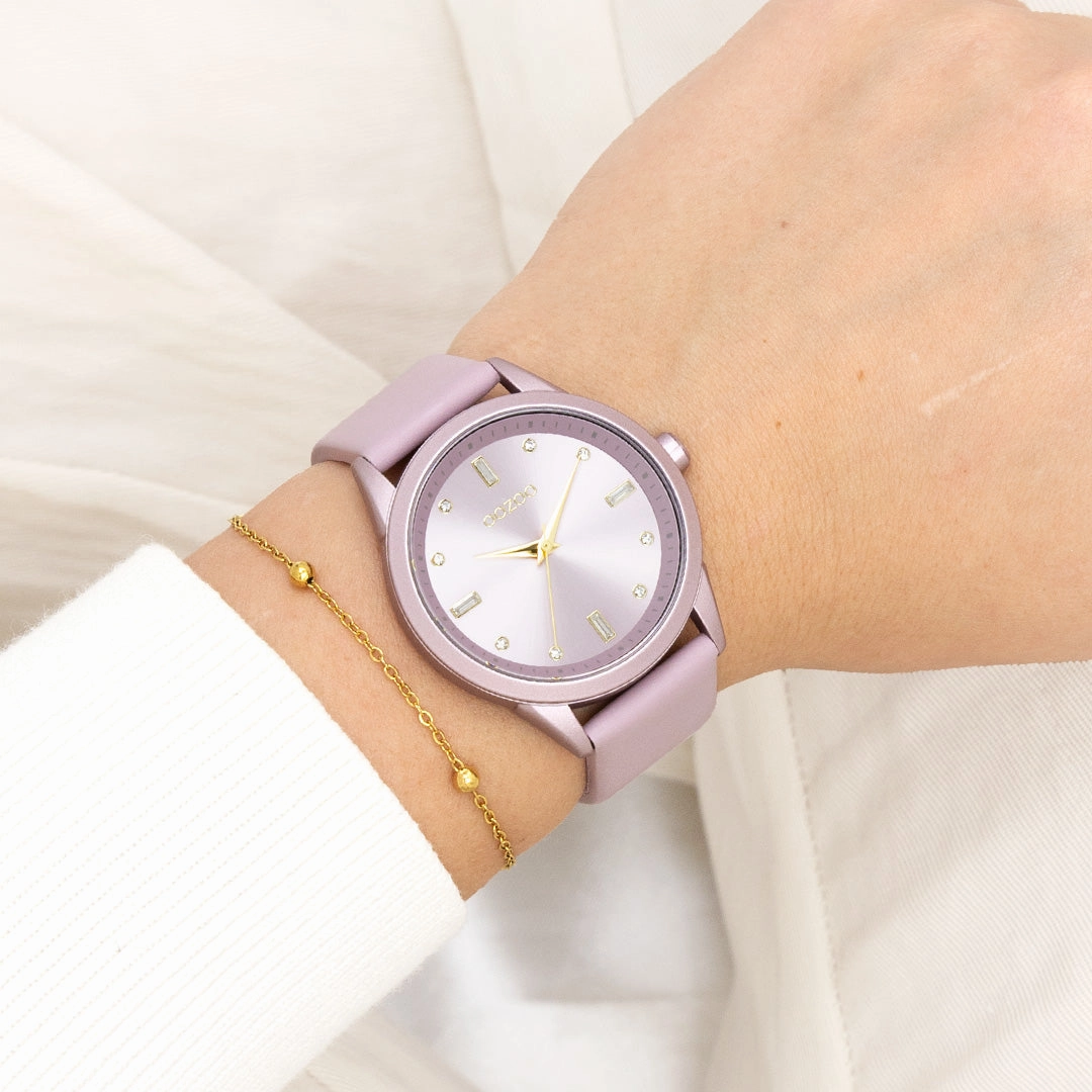 Lilac OOZOO watch with leather strap - C11355