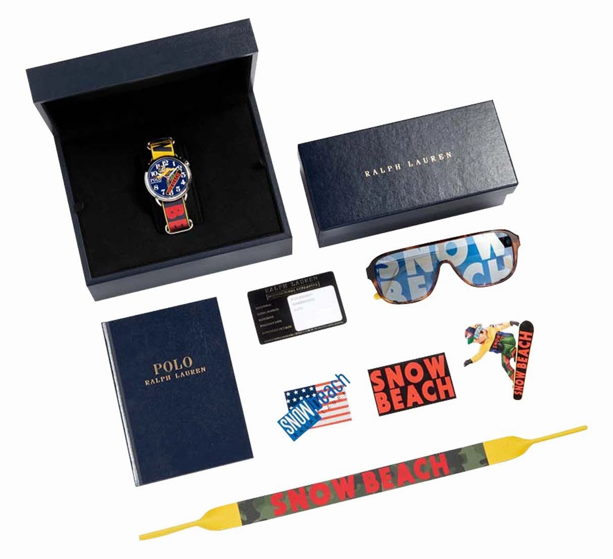 Limited Edition Polo Ralph Lauren x The Rake Snow Beach Bear Automatic Stainless Steel Blue Dial Leather NATO Strap Mens Watch