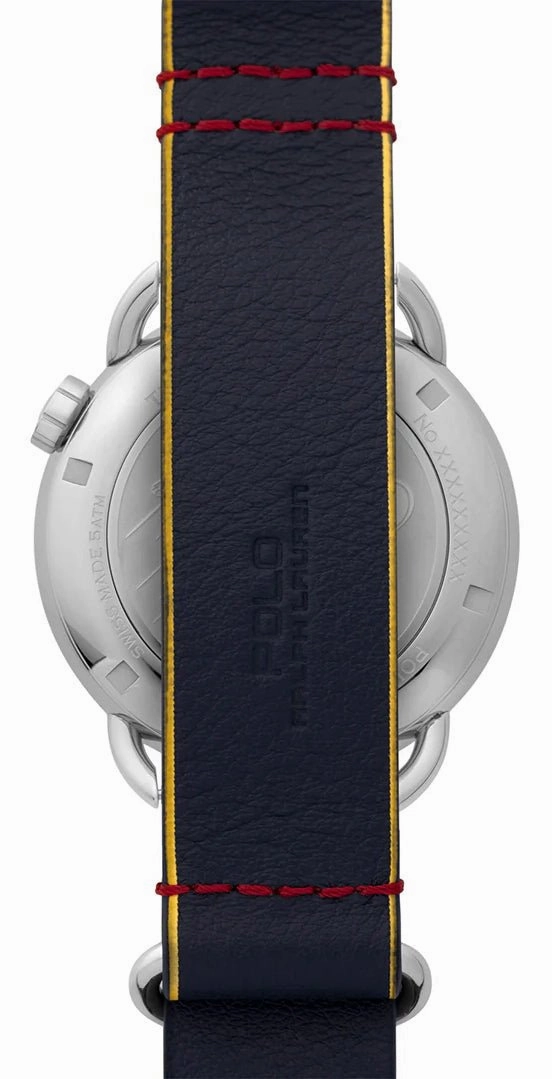 Limited Edition Polo Ralph Lauren x The Rake Snow Beach Bear Automatic Stainless Steel Blue Dial Leather NATO Strap Mens Watch
