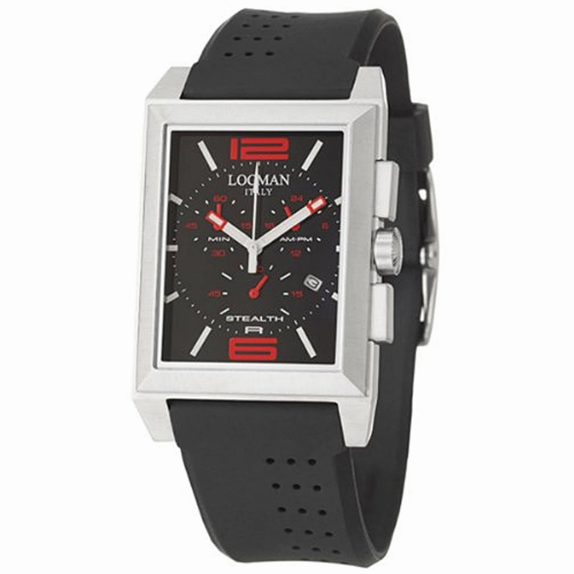 Locman Men's Watch - Sport Quartz Steel Case Black Dial Rubber Strap | 242BKRD1BK